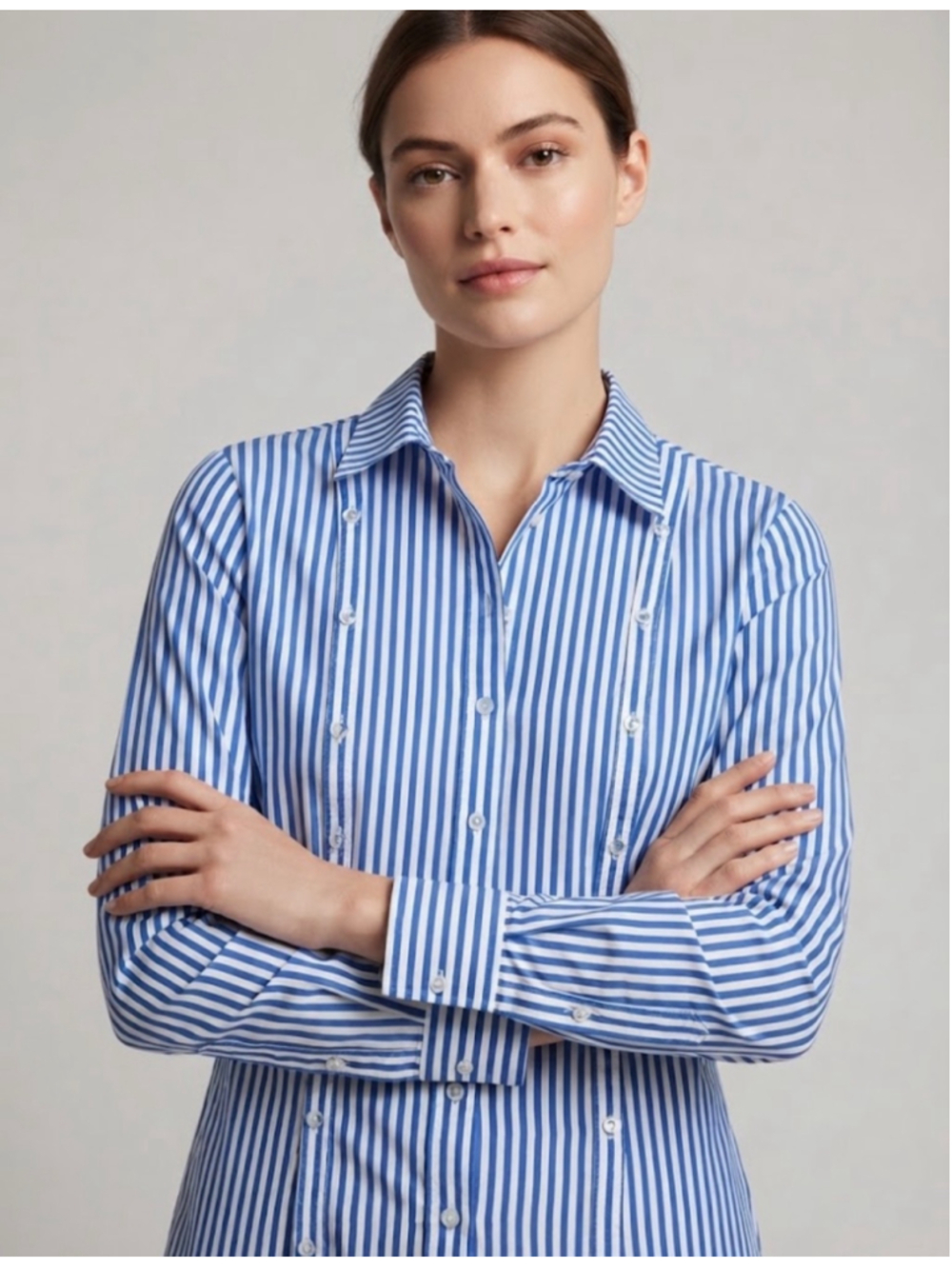 NICHOLAS Button Down Shirt Size S Blue White Striped